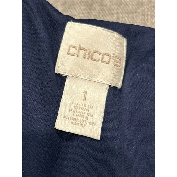 Chicos Dress Women's 1 Medium Colorful V Neck Sleeveless Midi Stretch Knot Front - Image 2