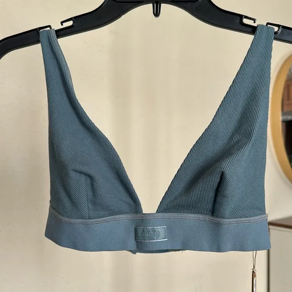Skims Cotton Rib Plunge Bralette Kyanite Bralette size‎ M NWT - Image 3