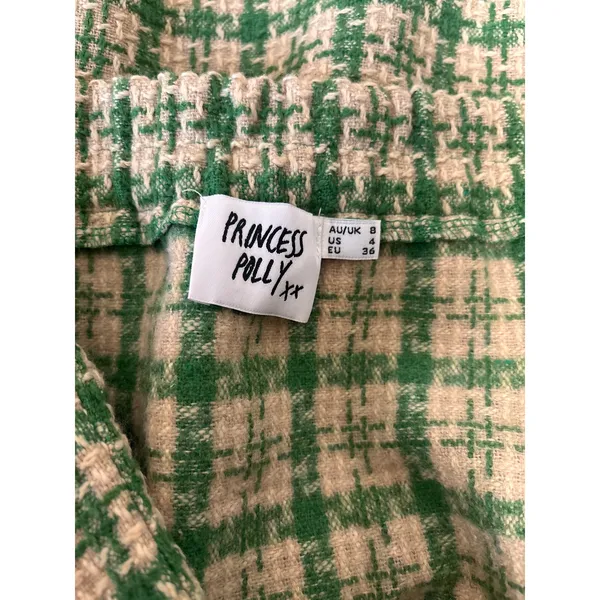 Princess Polly Green and Tan Tweed Mini Skirt US 4 - Image 8