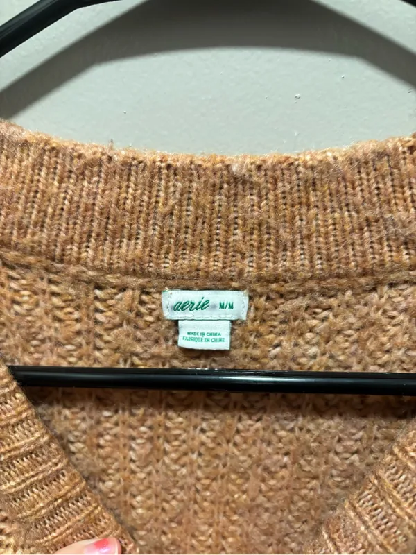 aerie Chunky Knit Scoop Neck Sweater - Peach - Image 2