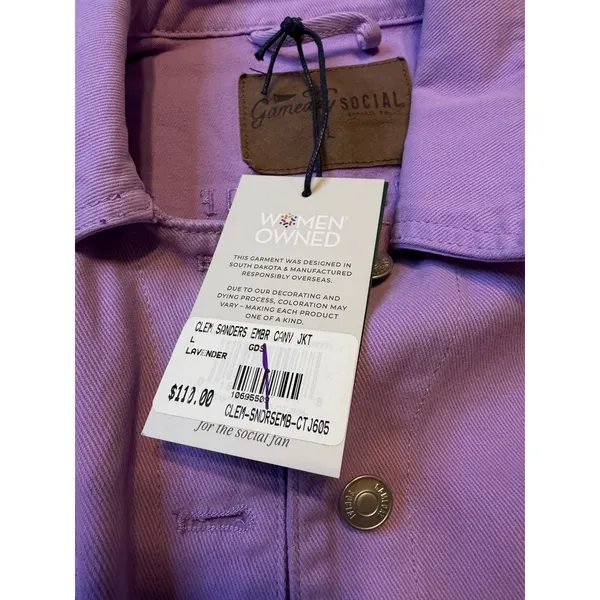 Gameday‎ Social Clemson Tigers Embroidered Cropped Denim Jacket Lavender W L NWT - Image 5
