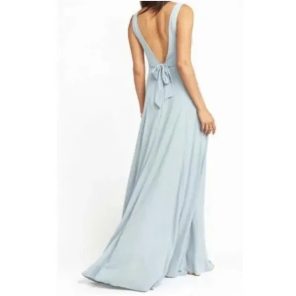 Show Me Your Mumu Jenn‎ Maxi Dress in Silver Sage Crisp Blue V Neck| XXS | NWT - Image 6