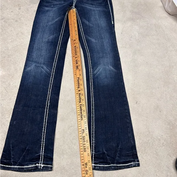Grace in LA Women's Dark Wash Embellished Western Boot Cut Jeans Size 27 - Image 9