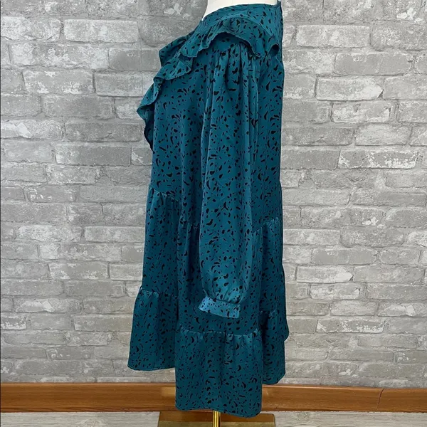 Zara Teal Long Sleeve Dress with Ruffles - Image 4
