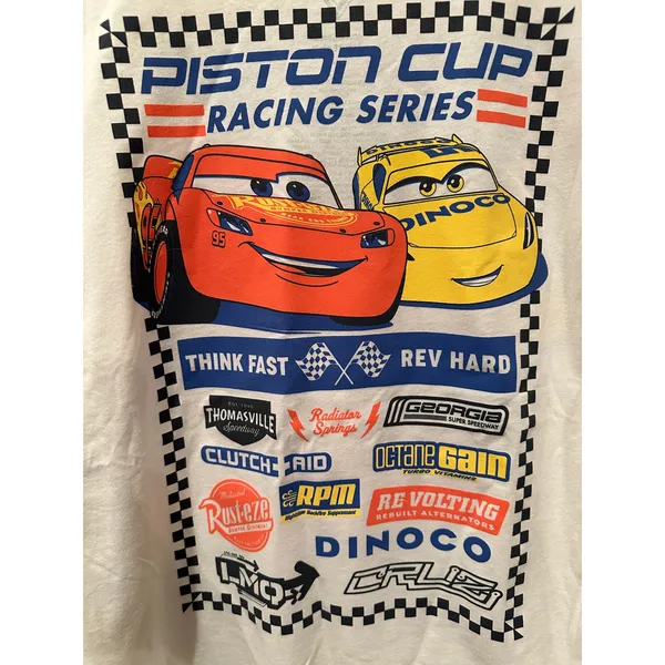NWOT Disney Pixar Cars Piston Cup Lightening McQueen and Cruz Ramirez Tee M - Image 4
