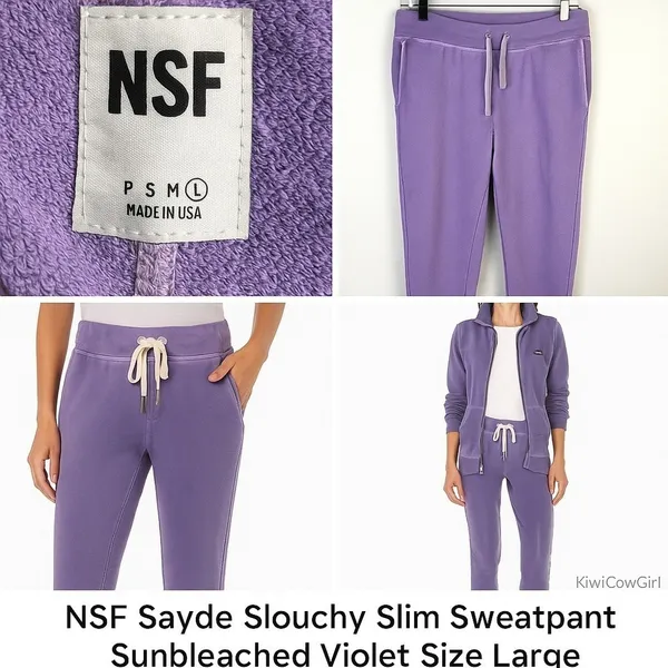 NSF Sayde Distressed Slim Jogger Sweatpants Purple Large - Image 15