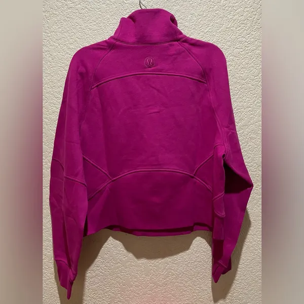 Lululemon NWT Scuba Oversized Funnel Neck Half Zip Ripened Raspberry Gold M L - Image 9