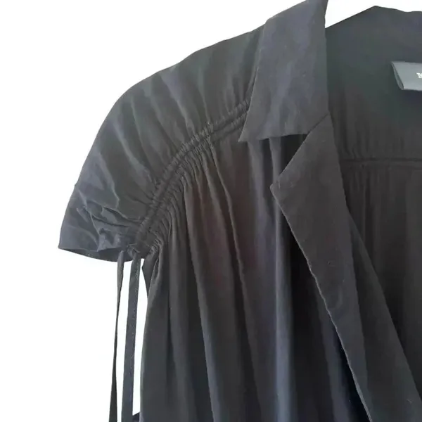 Anthropologie Maeve Carlotta Ruched Shirt Minimalist Dress Black SZ XS #2257 - Image 4