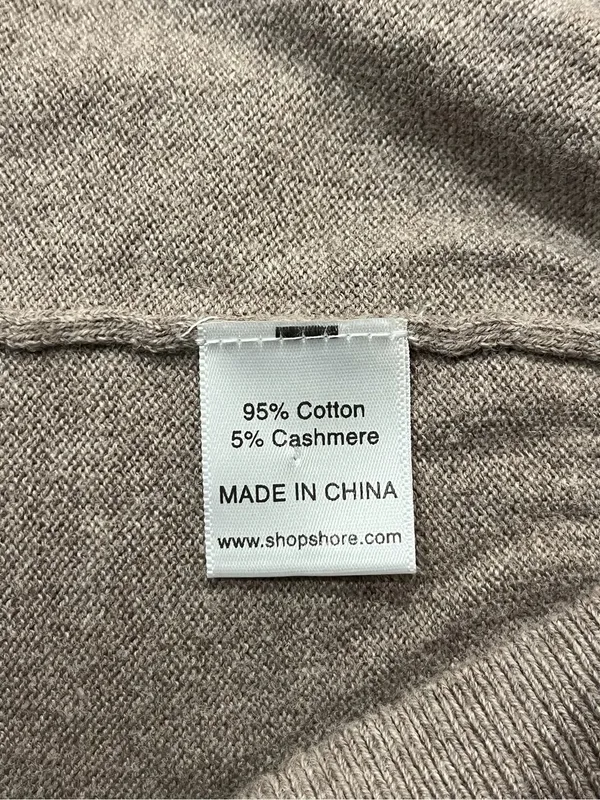 Shore Cotton Cashmere Light Brown Ribbed Mock Neck Knit Sweater - Size Medium - Image 7