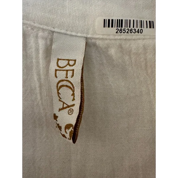 Becca by Rebecca Virtue White Button Down Cover Up Blouse Long Top Women's - Image 5