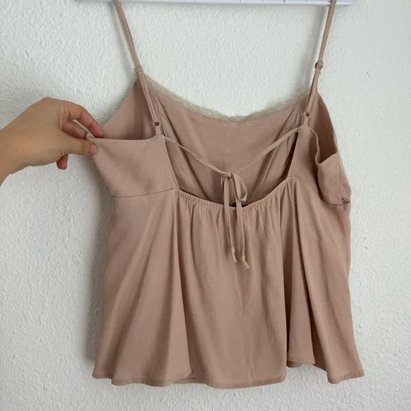 Wild Fable light ballet pink babydoll tank top cami lace button down size M - Image 5