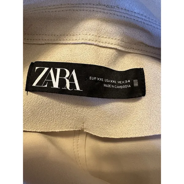 ZARA Faux Suede Sleeveless Trenchcoat Vest Womens XXL Beige Belted Long Line NEW - Image 6