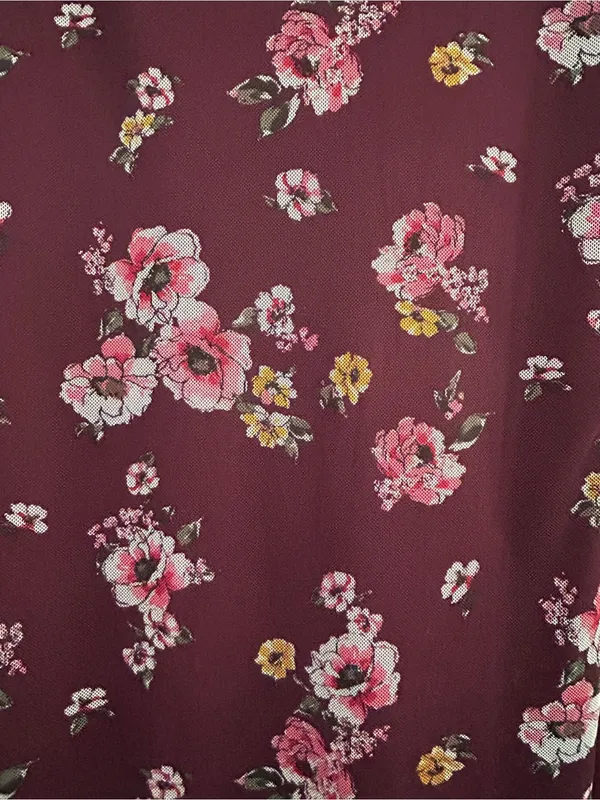 Rue21 Burgundy Floral Midi Slip Dress Formal Stretch Y2K Vintage Comfy Medium - Image 3
