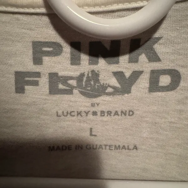 Lucky Brand White Short Sleeve Graphic Tee with Pink and Blue Print - Image 3