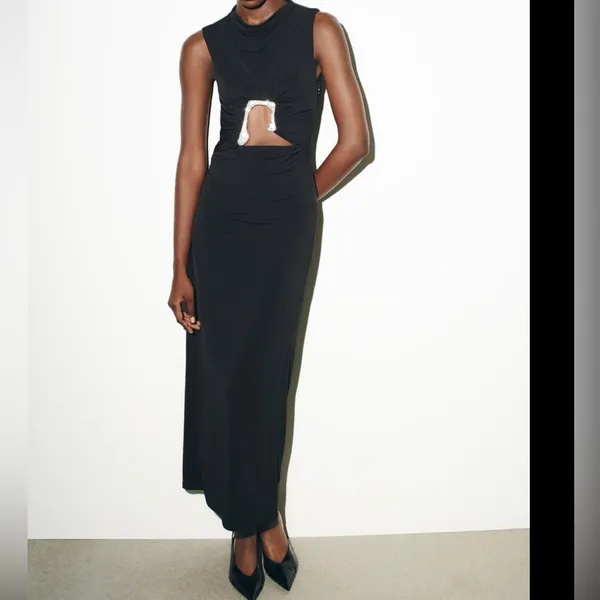 Zara black cutout sparkly‎ midi dress - Image 2