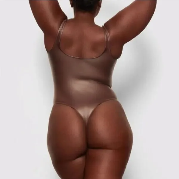 Skims Wet Jersey Thong Tank Bodysuit Cocoa 2XL - Image 2