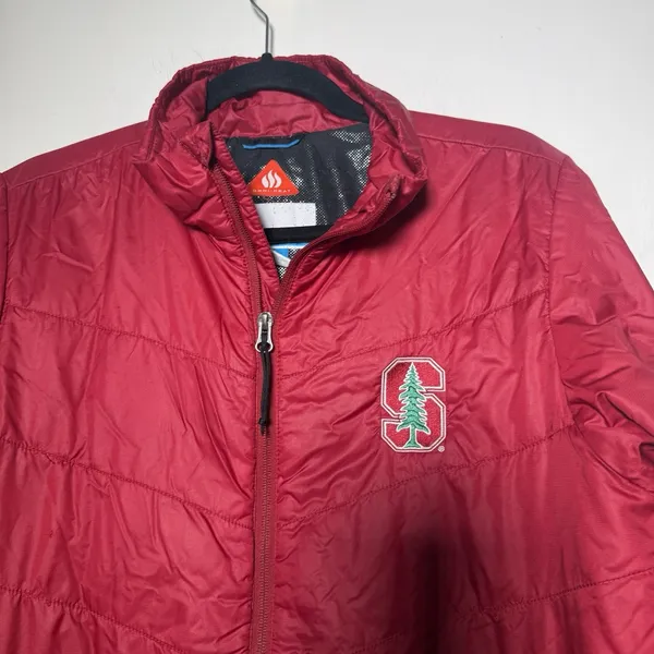 Columbia Puffer Stanford Cardinal Jacket Mens Small Omni-Heat Full Zip Red - Image 2