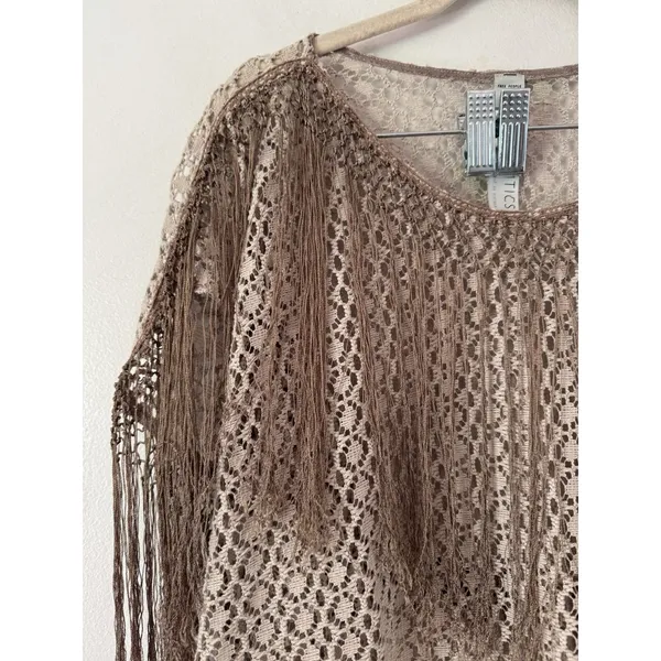 Free People New Romantics Open Crochet Fringe Top Size Small - Image 4
