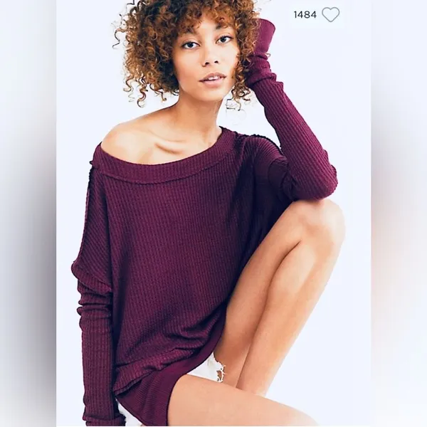 Free People We The Free North Shore Thermal Top Burgundy XS - Image 2