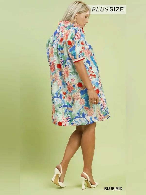 New! Umgee Jacquard Bloomscape Print Mini Dress Size XLarge - Image 5