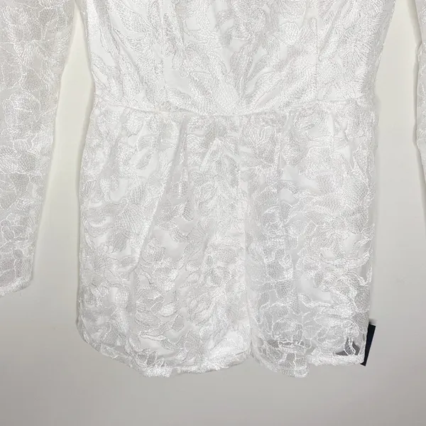 Lulus My Clarity Ivory Mesh Floral Embroidered Romper size S - Image 8