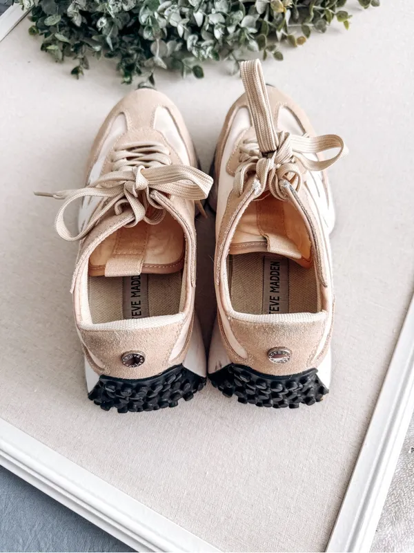 Steve Madden Campo Beige Suede & Canvas Platform Sneakers | Women’s Size 6 - Image 2