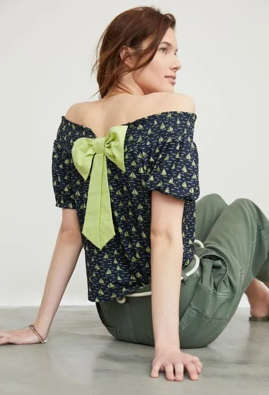 Anthropologie NWT Printed Bow-Back Top - Image 3