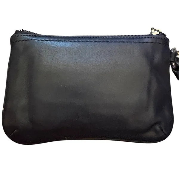Vintage Coach Glove‎ Tanned Leather Wristlet Small Zip Top Black Silver Hardware - Image 4