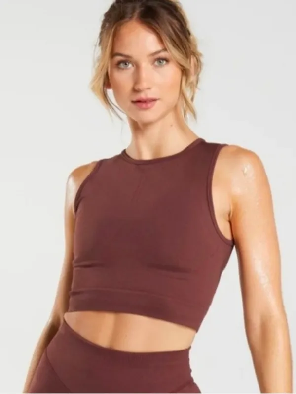 Gymshark Baked Maroon Sweat Seamless Midi Tank Size Small - Image 2