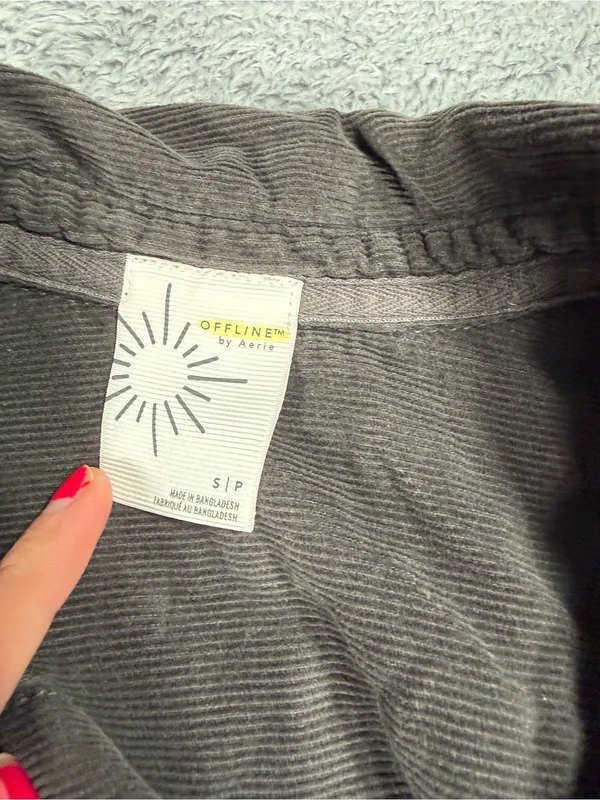 Aerie offline Corduroy Button-Up Shirt Jacket in Charcoal small - Image 4