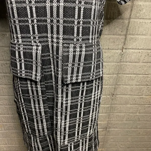 Zara Trafaluc Womens Black White Plaid Jacquard Check‎ Shift Dress Size Medium - Image 2