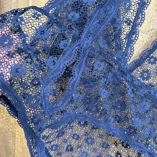 Victorias Secret Navy Blue Fully Lace One Piece Lingerie Bodysuit Large NWOT - Image 5