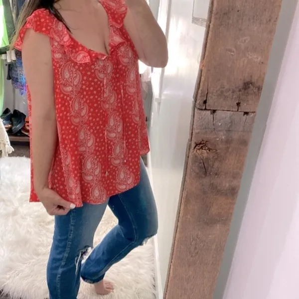 Red paisley boho top size large/xlarge - Image 3