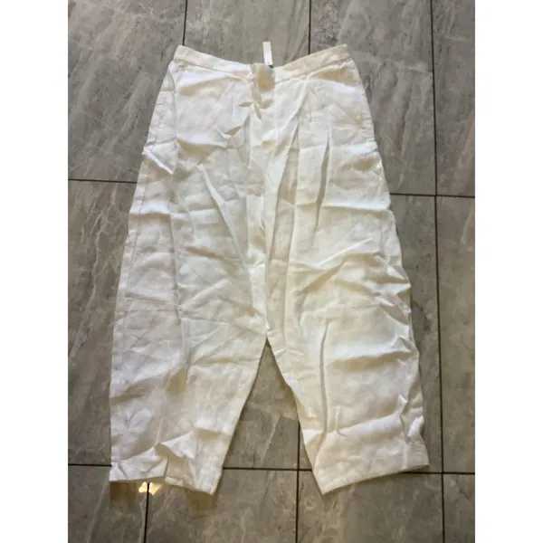 Madewell Pants Womens XL Linen Drawstring Elastic Waist Cropped Lightweight Casu - Image 2