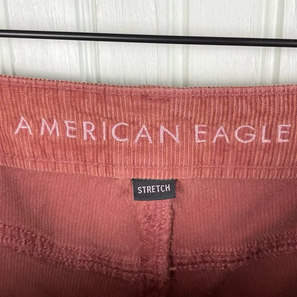 American Eagle Mom Straight Jean Corduroy Pants Stretch Size 4 Salmon Pink Rust - Image 6