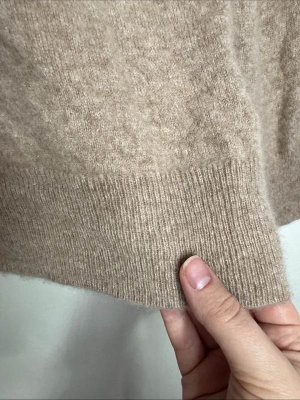 Quince Cashmere Long Sleeve Crew Neck Sweater in Oatmeal sz M shrunk fits like S - Image 6