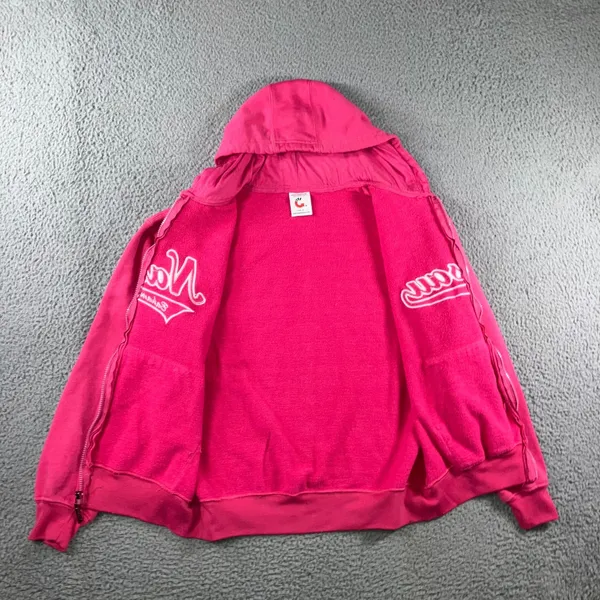 Y2k Retro Nassau‎ Bahamas Zip Up Hoodie Women M Pink Graphic Fleece Sweatshirt - Image 9