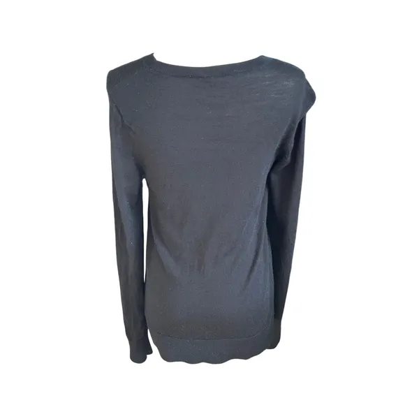 Katherine Barclay long sleeve black merino wool sweater Preppy Medium - Image 3