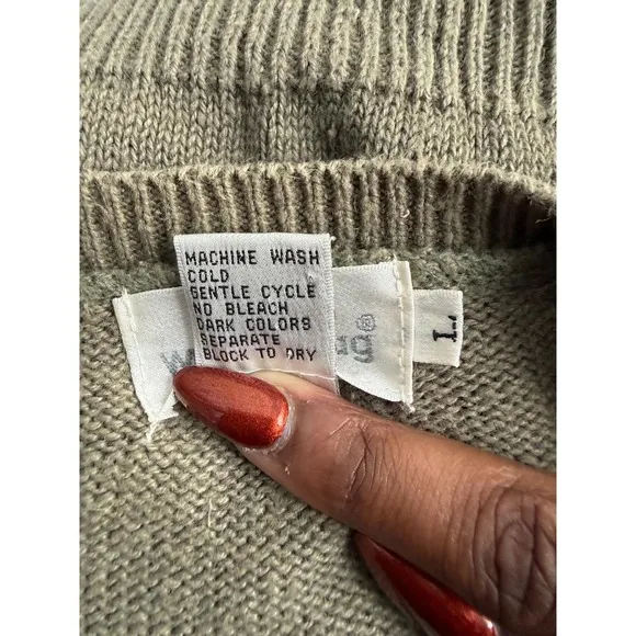 VTG White Stag Women Large Green Knit Sweater Macrame Artsy Cottagecore‎ Retro - Image 5