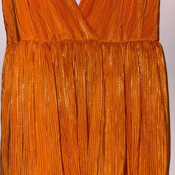 Sabina Musayev Alma Midi Dress in Mandarin Orange Pleated Tiered Small Like New - Image 8