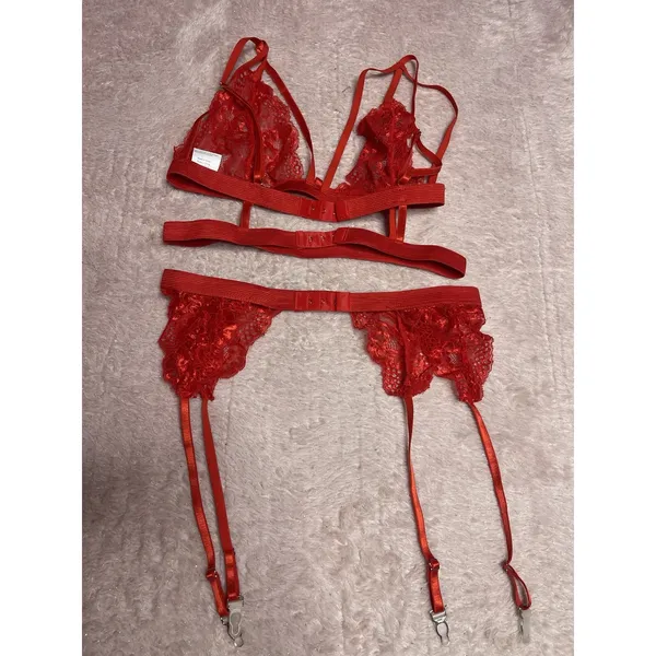 Avidlove Red Lace Lingerie Set‎ & Suspender Belt Small - Image 4