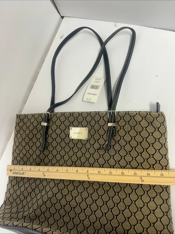 Nine West Tan and Black Geometric Tote - Image 9