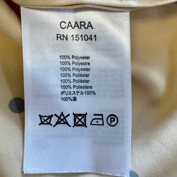 CAARA Polka Dot Satin Long Sleeve Blouse Cream Black Size Small Tunic Side Slit - Image 8