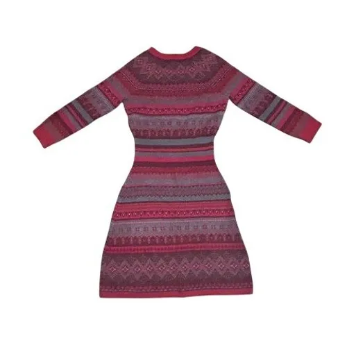 Athleta Womens Red‎ Fair Isle Sweater Dress Long Sleeve Cotton Blend Cabin Small - Image 2