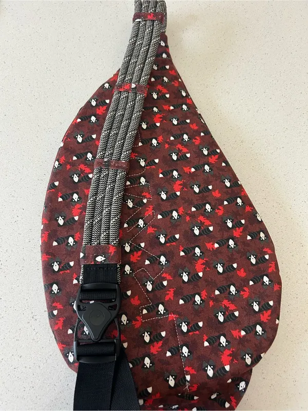 Kavu Rope Sling Crossbody Bag Raccoon Print Multi-Pockets Hike Travel Comfort - Image 3