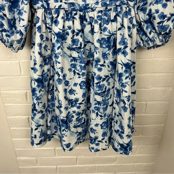 Abercrombie & Fitch Emerson Poplin Blue Floral Puff Sleeve Mini Dress Size S - Image 8