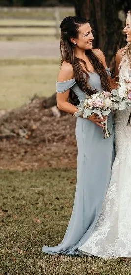 Azazie Grey Blue Formal Dress - Image 4