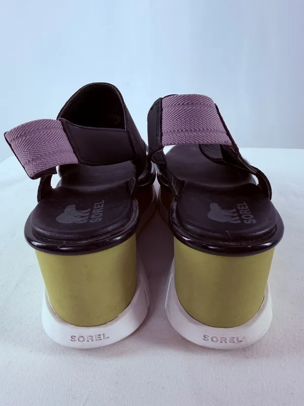 Sorel‎ Slingback Platform Wedges Black with Olive Trim Size 9.5 - Image 5