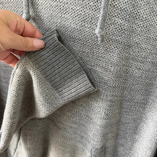 Hollister Womens Size Large Long Hooded Sweater Knit Classic Casual Gray - Image 4