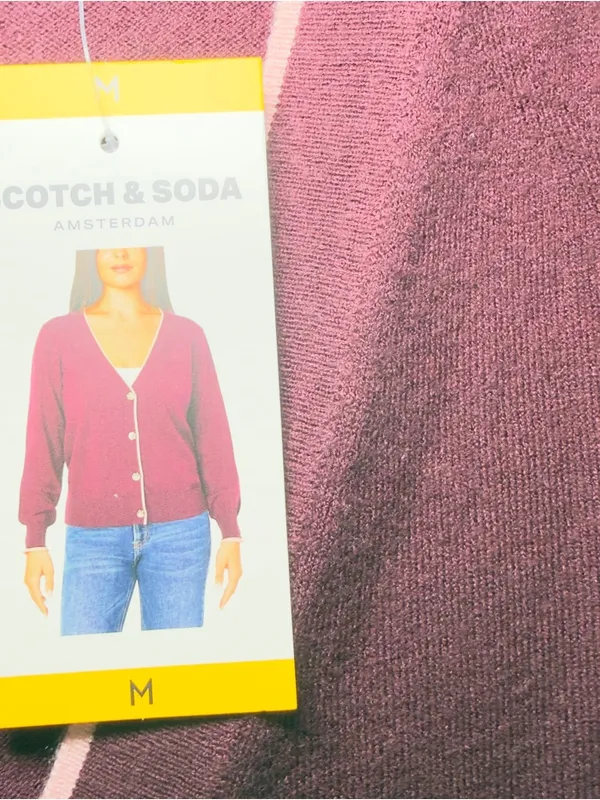 Scotch‎ Soda Amsterdam Medium Burgundy Pink Lined Preppy Cardigan Grandpacore - Image 9
